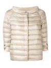 Herno Short Cropped Sleeve Jacket In Beige