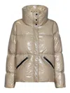 Herno Short Boxy-fit Gloss Fabric Bomber Jacket In Beige