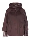 Herno Women Hood In Pure Cashmere And Ultralight Nylon In Brown