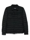Herno Quilted Blue Coat With Button-up Front In Black