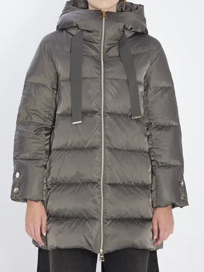 Herno A-shaped Down Jacket In High-density Satin In Gray