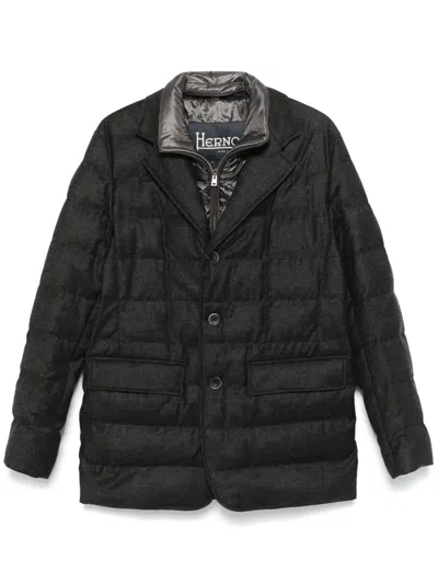 Herno Checked Puffer Jacket In Grey