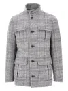 Herno Prince Of Wales Wool-blend Field Jacket In Gray