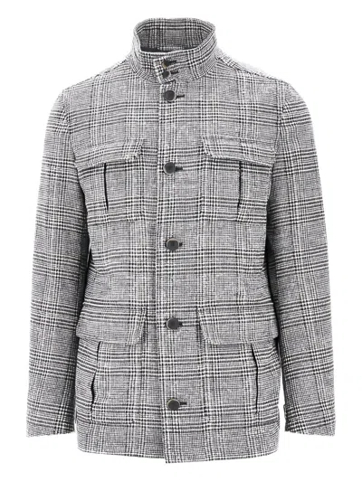 HERNO CHECKED SINGLE BREASTED COAT