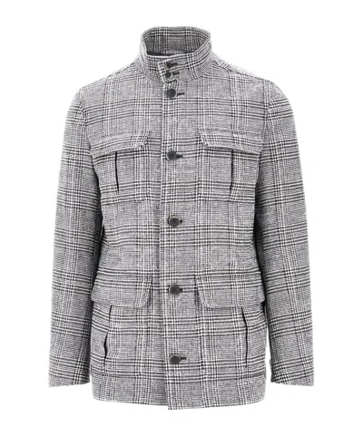 HERNO CHECKED SINGLE BREASTED COAT