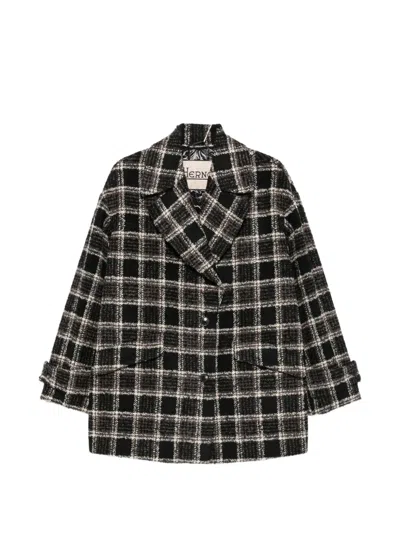 Herno Check-pattern Double-breasted Jacket In Multi