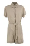 Herno Women Chemisier Jumpsuit With Drawstring In Beige