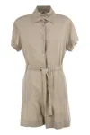 Herno Women Chemisier Jumpsuit With Drawstring In Beige