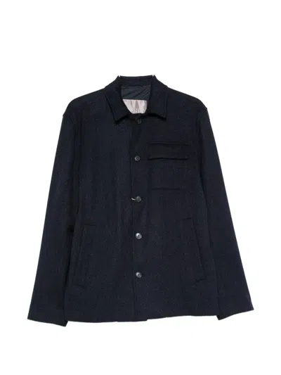Herno Chest Flap-pocket Button-up Jacket In Blue