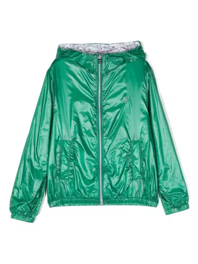Herno Kids' Chest Logo-plaque Bomber Jacket In Green