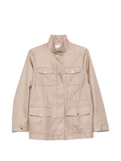 Herno Chest Pockets Round Neck In Neutral