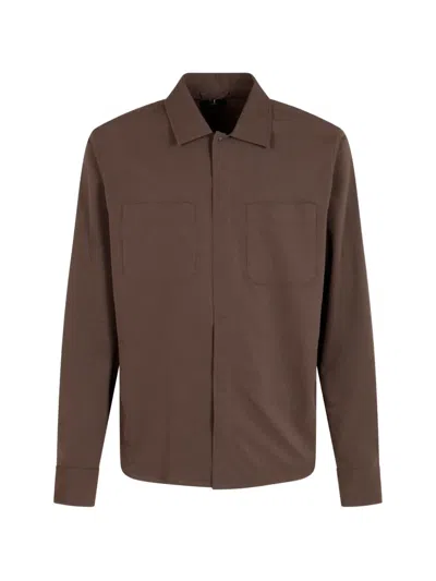 Herno Chest-pocket Shirt In Brown