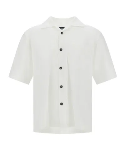 Herno Chest-pocket Short-sleeved Button-up Shirt In White