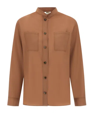Herno Chest-pockets Buttoned Shirt In Brown