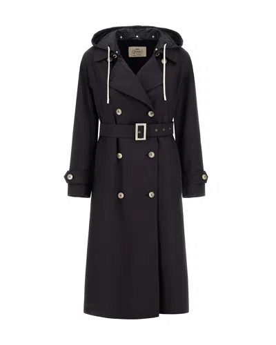 Herno Chic Cotton Blend Coat For Women In Blu Navy