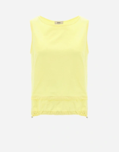 Herno Chic Cotton Jersey And New Techno Taffetà Top In Canary