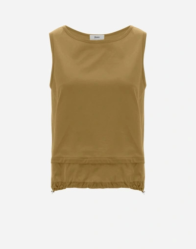 Herno Chic Cotton Jersey ＆ New Techno Taffetà トップ In Sand