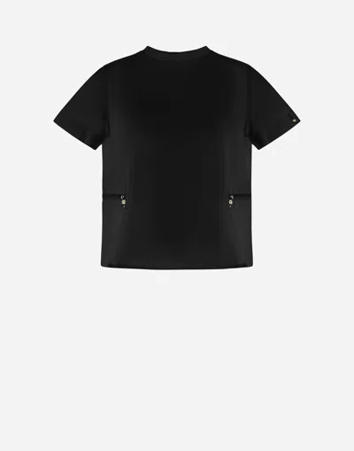 Herno Chic Cotton Jersey ＆ New Techno Taffetà Tシャツ In Black