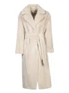 Herno Chantilly Ivory Long Soft Fur Coat In Neutrals