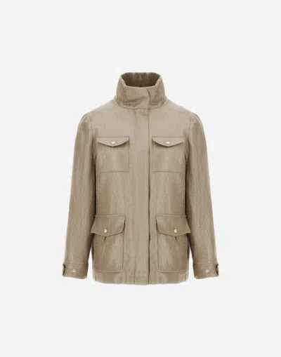 Herno Chic Linen Field Jacket In Golden