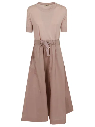 Herno Chic Mini Dress With Taffeta Skirt In Brown