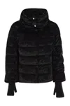 Herno Black Cape With High Neck And Logo Plate On Rhe Rear In Velvet Woman In Black