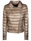 Herno Quilted High Collar Metallic Jacket With Side Pockets In Gray