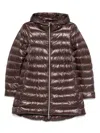 Herno Long Quilted Nylon Hooded Puffer Coat With Down Padding In Brown