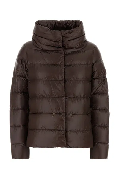 Herno Chocolate Nylon Down Jacket In Brown