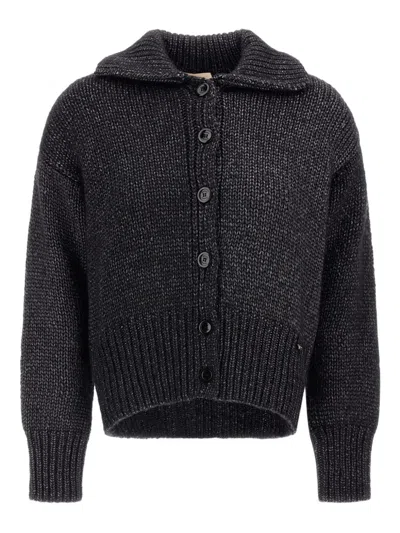 Herno Chunky-knit Cardigan In Black