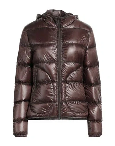 Herno Cinque Denari Woman Puffer Chocolate Brown Size 6 Polyamide