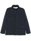 Herno Dark Blue Polyester City Life Jacket With High Collar In Blue