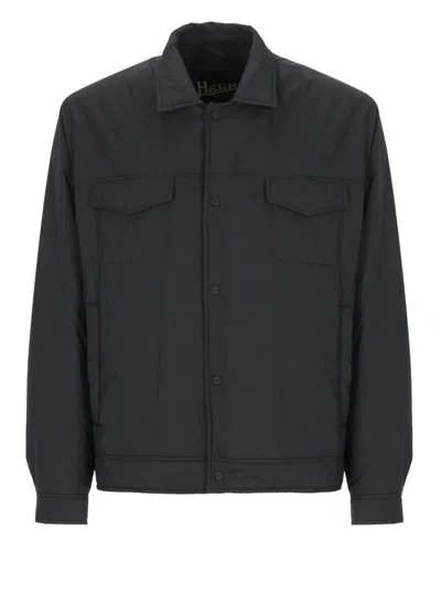 Herno Classic Blue Padded Jacket In Gray