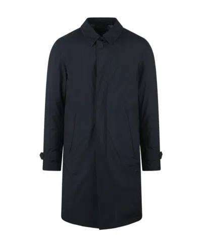 Herno Classic-collar Waterproof Coat In Black