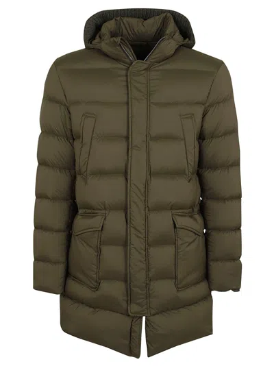 Herno Padded Hooded Down Jacket In Green