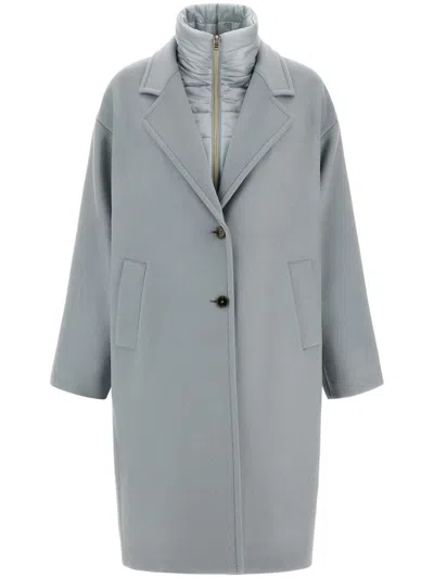 Herno Velour Wool Cloth And Nylon Ultralight Coat In Blue