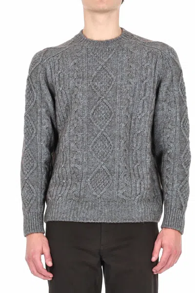 Herno Classic Knit Sweater Medium Fit In Gray