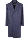 Herno Herringbone Single-breasted Coat In Blue