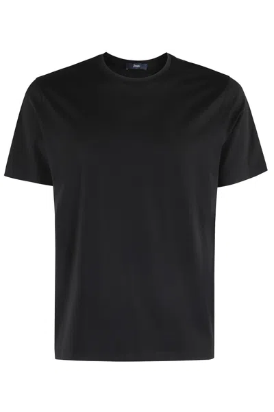 Herno Classic Short-sleeve Round-neck T-shirt With Stretch Fabric In Black