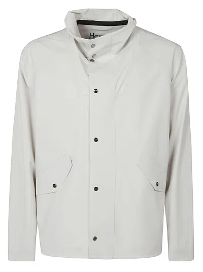 Herno Classic Side Pockets Buttoned Jacket In Chantilly