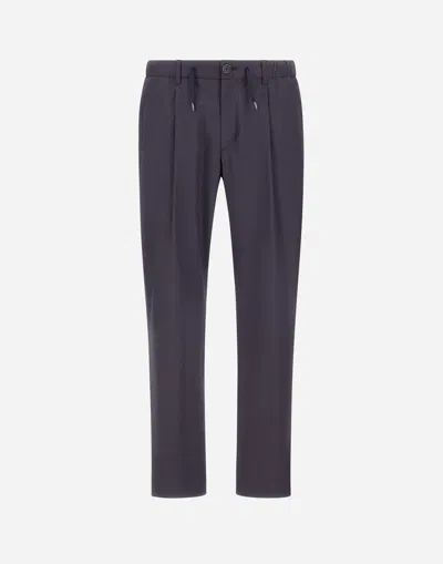 Herno Classic Stretch Pants For Effortless Style In Blue
