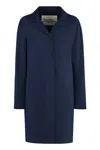 Herno Blue Coat With Concealed Closure And Collar In Stretch Polyamide Woman In Blue