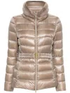 Herno Padded Quilted Down Jacket With Fur Trim In Neutral
