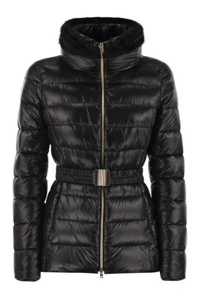 Herno Claudia Belted Down Jacket In Black