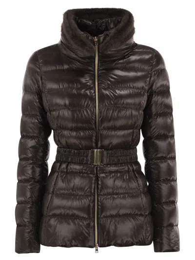 Herno Claudia Ultralight Nylon Down Jacket In Brown