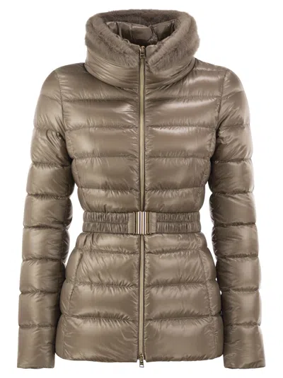 Herno Claudia Ultralight Nylon Down Jacket In Brown