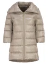 Herno Cleofe Beige Down Jacket With Front Zip Closure In Tech Fabric Woman In Neutral