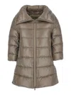Herno Cleofe Beige Down Jacket With Front Zip Closure In Tech Fabric Woman In Green