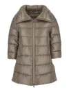 Herno Cleofe Beige Down Jacket With Front Zip Closure In Tech Fabric Woman In Green