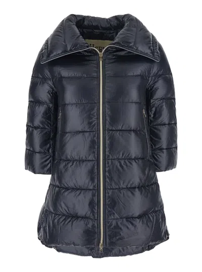 Herno Cleofe Black Down Jacket With Front Zip Closure In Tech Fabric Woman